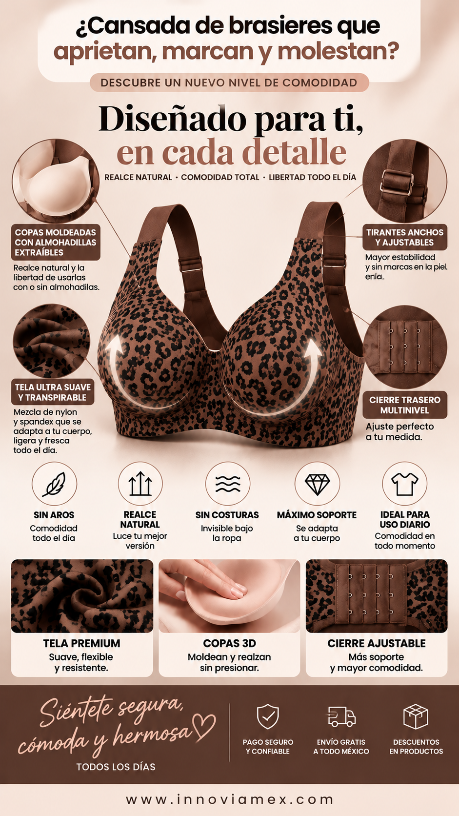 Livia™ Bra | Brasier Sin costura de Realce Natural